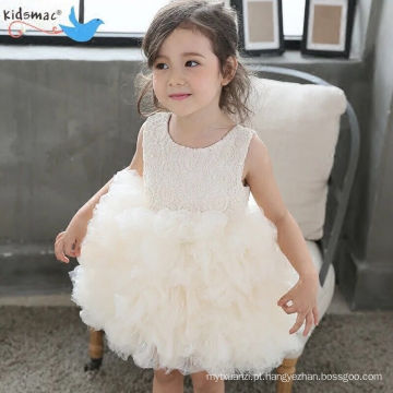 One Piece New Hot Sale Party Vestidos de Aniversário Do Bebê 1 ano de idade Idade New Born Wedding Fofo Cremoso Flowerl Menina Vestidos Atacado